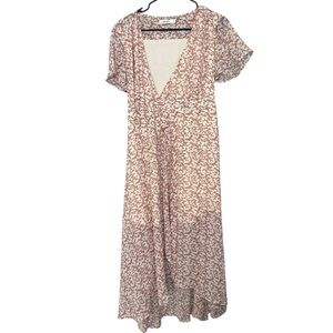 Mod Ref Wrap Dress Floral MIDI- hi low dress in size small